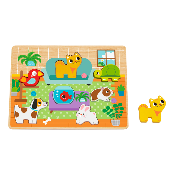 hi Pando - Chunky Wooden Puzzle - Pets - 8pcs