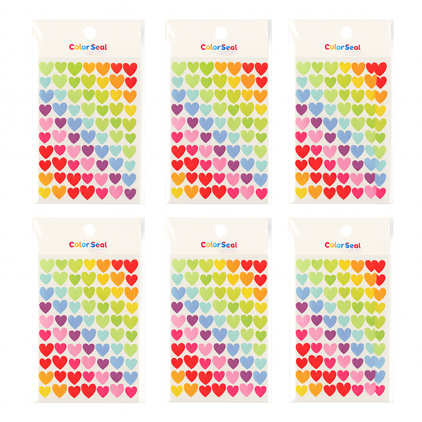 6 Piece - Love Heart Shape Stickers - Multi-Colour