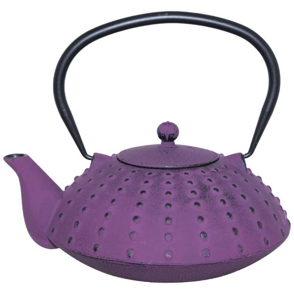 Opulent Purple Dotted Cast Iron Teapot - 1.2L
