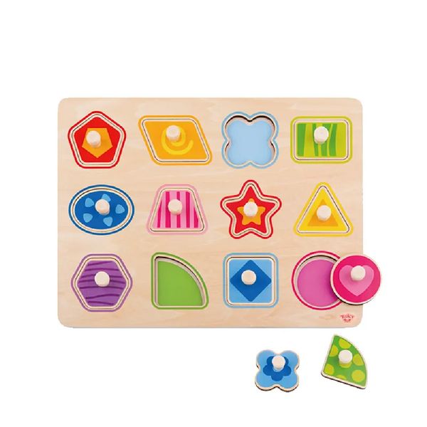 Tooky Toy - Wooden Peg Puzzle - Shapes &amp; Colours