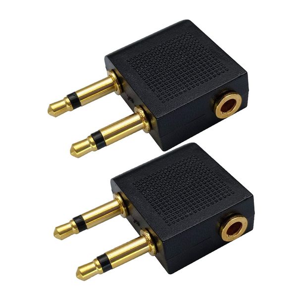 Astrum Dual Aux jack to 1 x 3.5mm female Airplane Headphone Adapter - 2pack