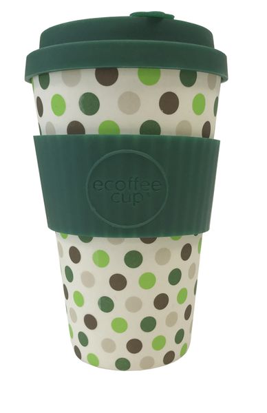 Green Polka Ecoffee Cup Travel Mug 400ml
