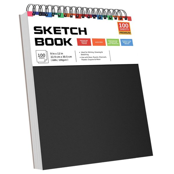 A4 Spiral Sketchbook - 120gsm Drawing Paper-9" x 12" Inch -200Pages