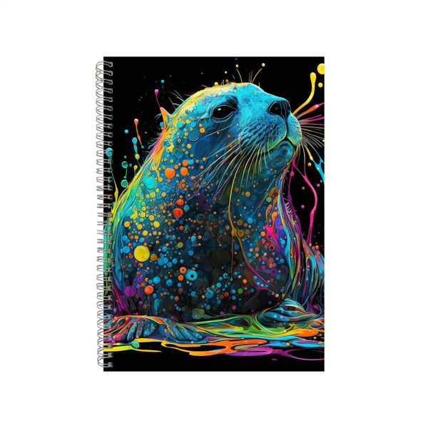 Neon Rainbow Splatter Seal Notebook Animal Gift Idea A4 Notepad Pad 74
