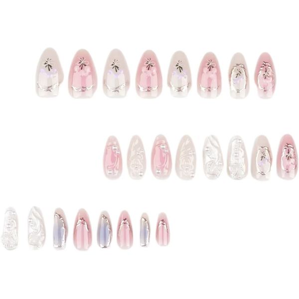 Pink Butterfly Ombre. Press On Nails Kit. Full Cover. False Nail Tips.