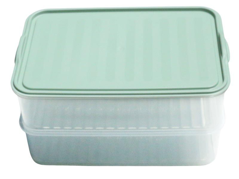 Excellent Houseware 4 Layer Storage Box with Green Lid - 750ml Each