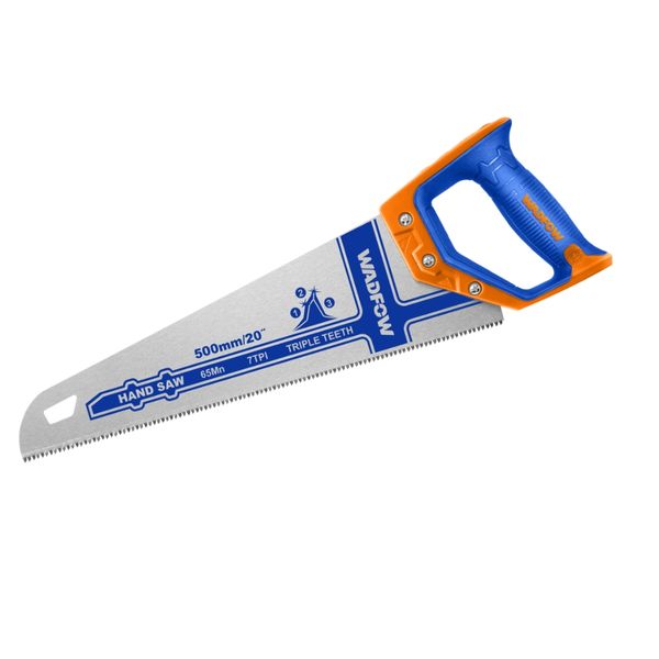 Wadfow - Steel Blade Hand Saw 500mm (7TPI) with Two-Color Soft Handle