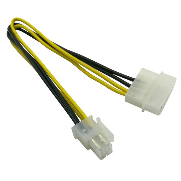 LP4 Molex Male to ATX 4 pin Male Auxiliary Power Adapter - 2 pack
