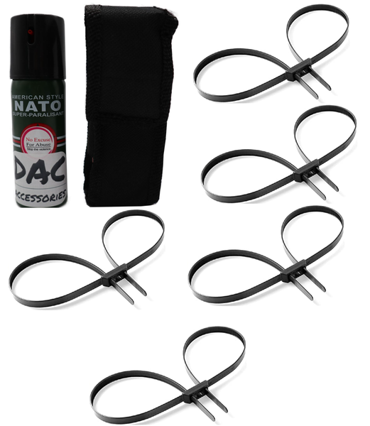 DAC Accessories 5 Heavy Duty Nylon Flexi Cuffs &amp; 60ml Pepper Spray