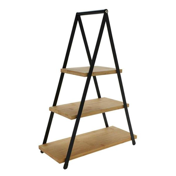 Excellent Houseware Bamboo A Frame 3 Tier Cake Stand