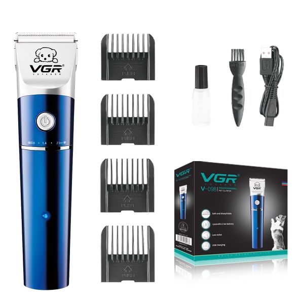 VGR Pet Hair Trimmer Clipper: 4-Comb Set with Ceramic Blade