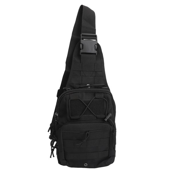 Sling Bag For Cycling With Multi-Layered Storage, Black Canvas Backpack