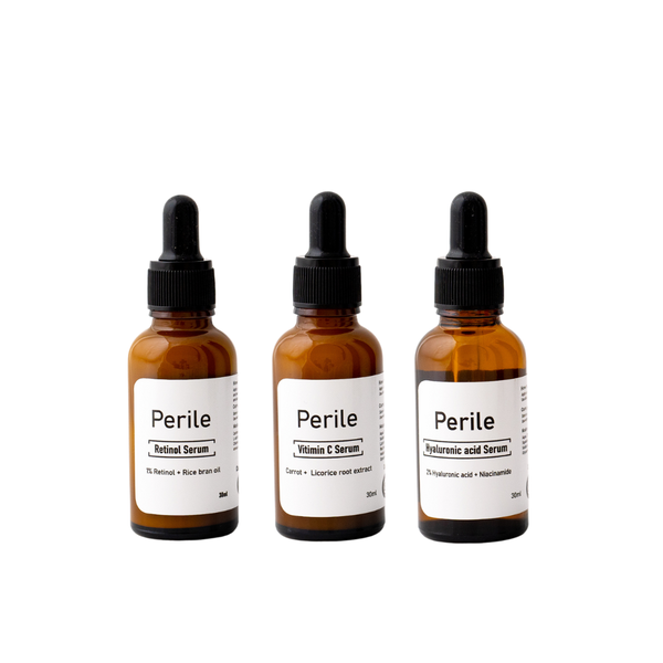 Perile - Triple-potent serum trio - Retinol, Hyaluronic &amp; Vitamin C