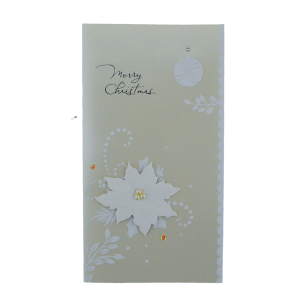 3D Poinsettia Theme Christmas Card