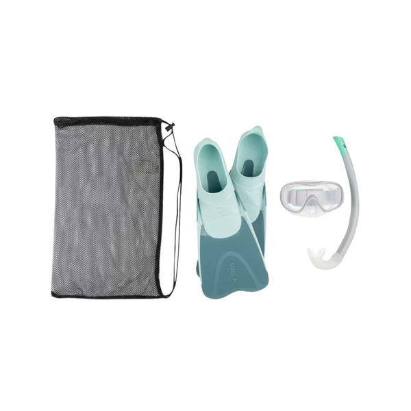 Subea Kids' Snorkelling Fins Mask Snorkel Set SNK 500 -Grey Pastel Mint
