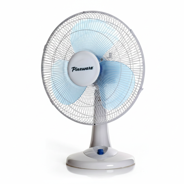 Pineware 40cm White Desktop Fan with Adjustable Speed Settings