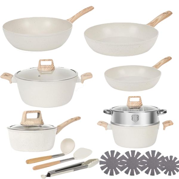 17 Pcs Pot Non-Stick Fry Pan Cookware Set Soup Pot Set