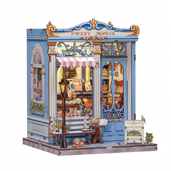 Sweet Marie DIY Miniature House, Creative Bakery Dollhouse Gift Toy