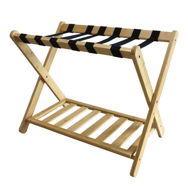 Bamboo Luggage Rack Organiser