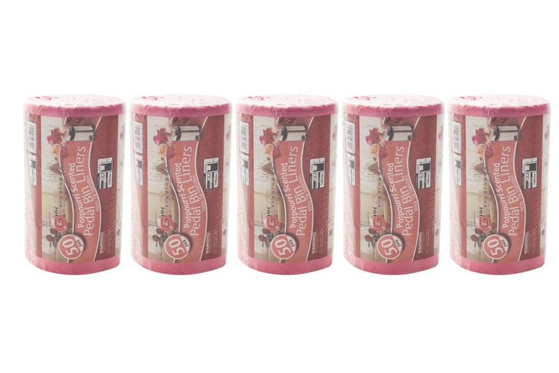 Pedal Bin Liners with Tie Handles Pot Pourri Scented Bundle - 5 Packs(50's)