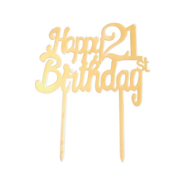 Happy 21st Birthday Gold Cake Topper