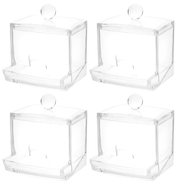 4 Pack - Cotton Swab Organising Box - Transparent
