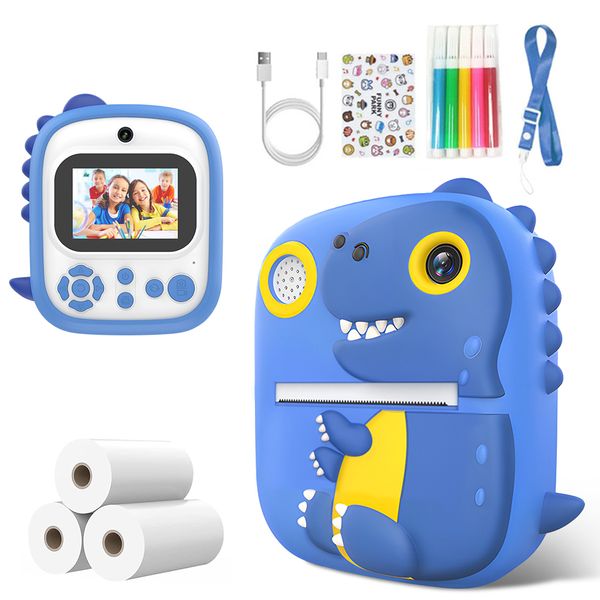 Kids Camera Instant Print, 1080P HD Video Record Kids Camera Dinosaur Toys