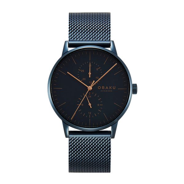 Obaku Men Blue-Gold Metal Formal, Analogue V308GMLLML