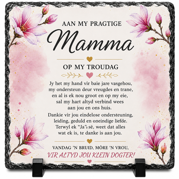 Afrikaans Mother Wedding Rock Slate Keepsake for Bride