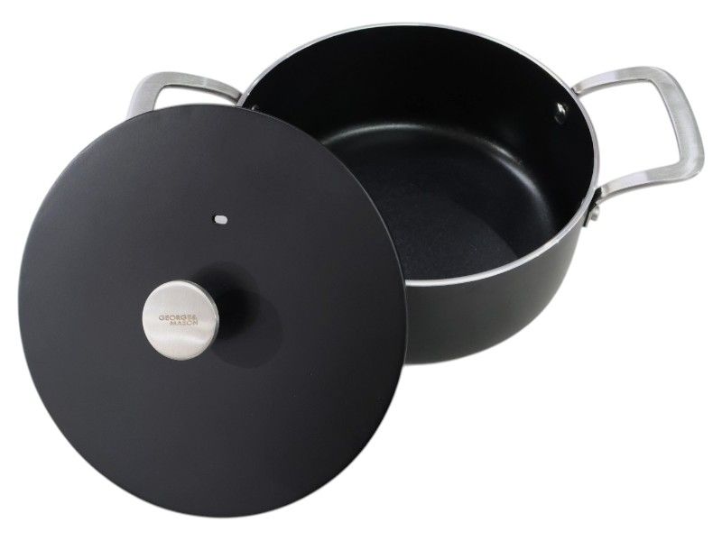George &amp; Mason Alum Casserole &amp; Lid &amp; SS handles Black 20cm ( 2.5Lt)