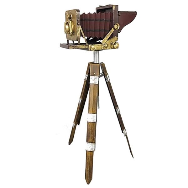Decor Vintage Style Replica Metal Camera and Tripod Ornament -63cm