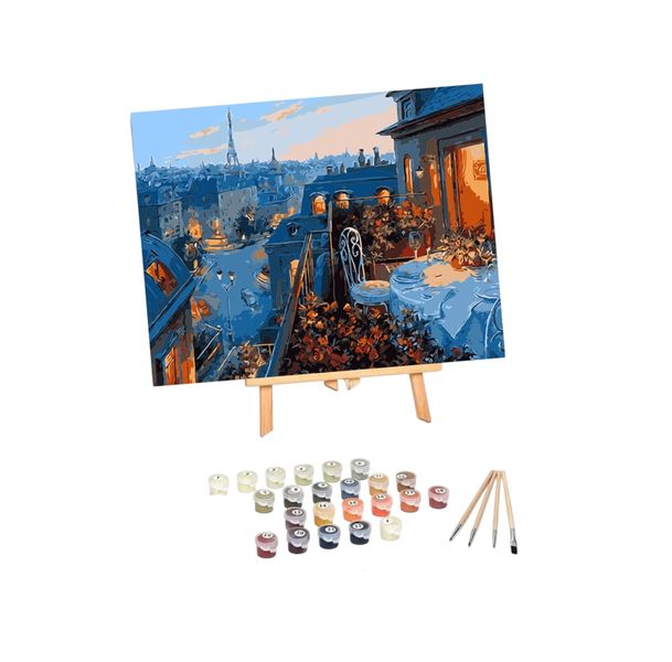 Boss Paint By Numbers Canvases Painting With Brushes &amp; Acrylic Paint Set