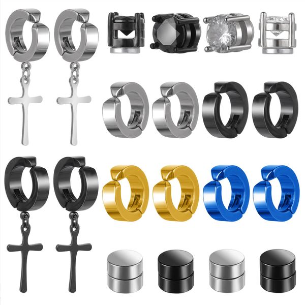 Magnetic Stud Earrings Stainless Steel Magnetic Earrings Non Piercing Cross
