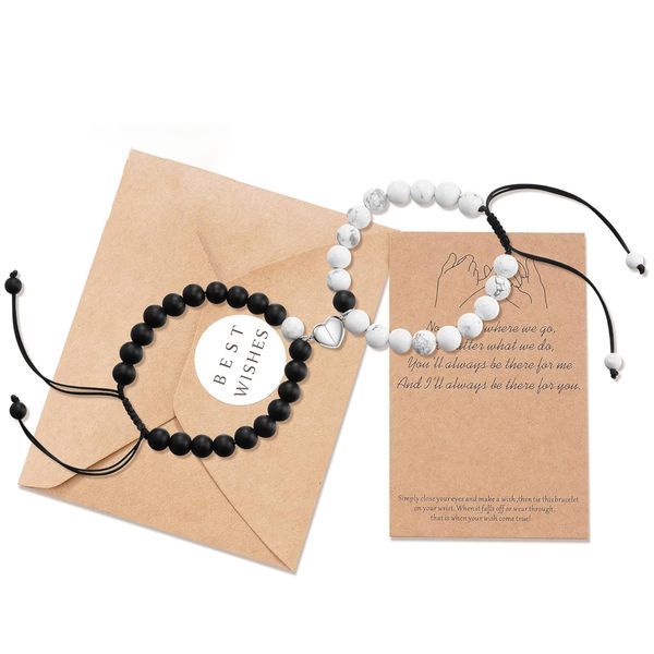 Couples Mutual Attraction Bracelets Matte Agate Love Charms Adjustable
