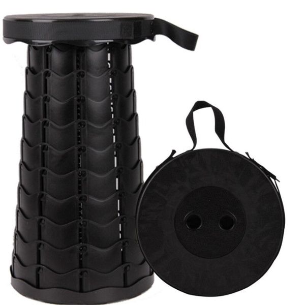 DW Outdoor Portable Foldable Stool Seat for Camping, Fishing, Hiking Black