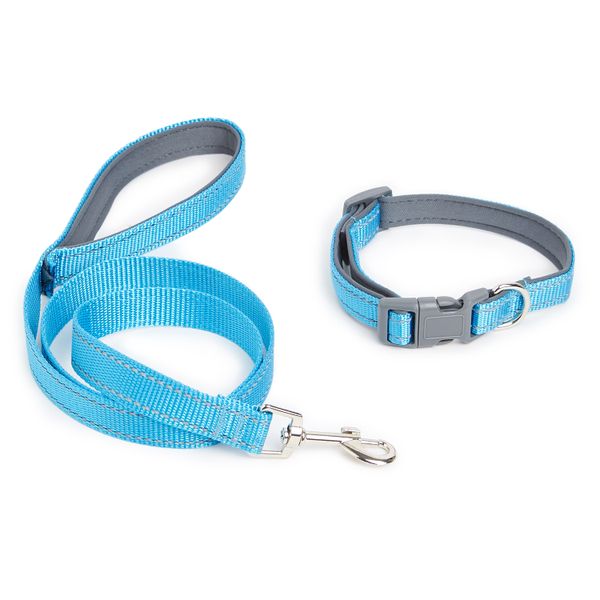 Wiggle Dog Collar with Leash - Blue
