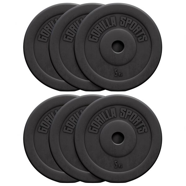Vinyl Weight Plate Set - 6x5kg for 30mm Barbell