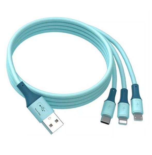 Ultrafast 3 in 1 Silicone USB Charging Cable (Fast Charger)