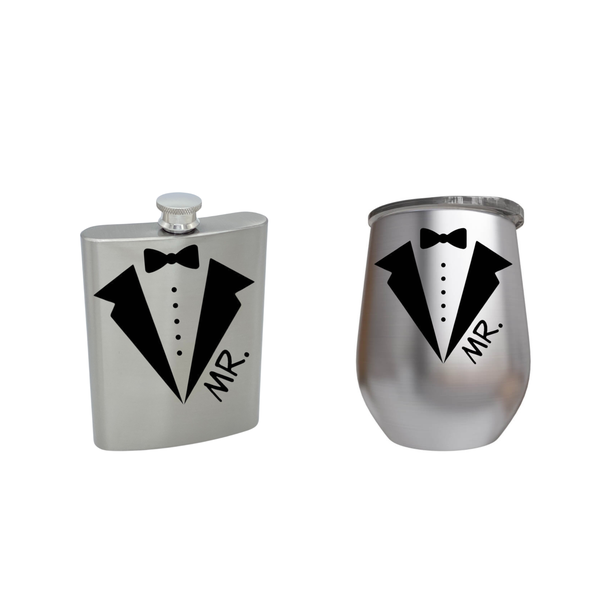 Groom Mr Set Tumbler and Hip Flask