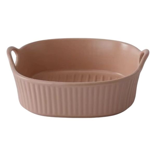 Ceramic Square Baking Dish with Dual Handles - Brown