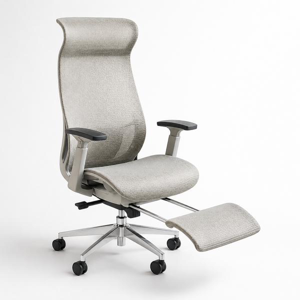 Rexine Ergonomic High-Back Office Chair with Footrest &amp; Adjustable Headres