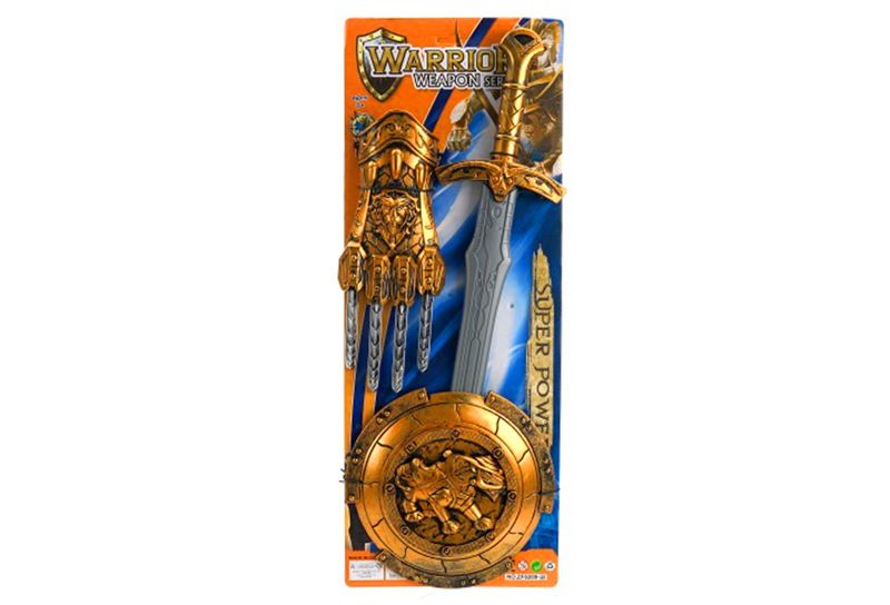 Warrior Weapon with Round Shield on Card