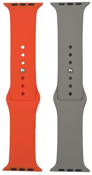 Silicone Straps Compatible with Apple Watch 42/44mm - Orange &amp; Grey 2 Pack