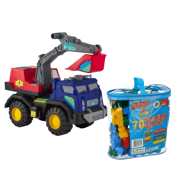 Construction &amp; Blocks Play Gift Set: Construction Truck &amp; Building Blocks