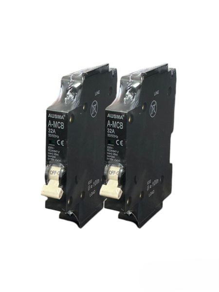 2 x Ausma Mini Rail Circuit Breakers - 1P 32A