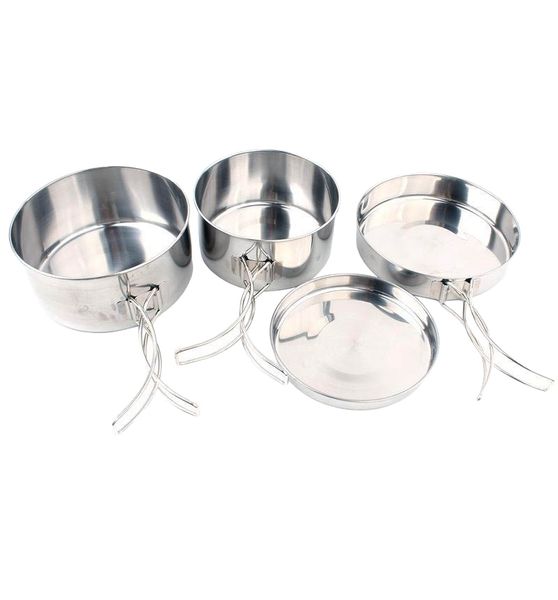 Camping Cookware Soup Pot Pan 4 pieces set