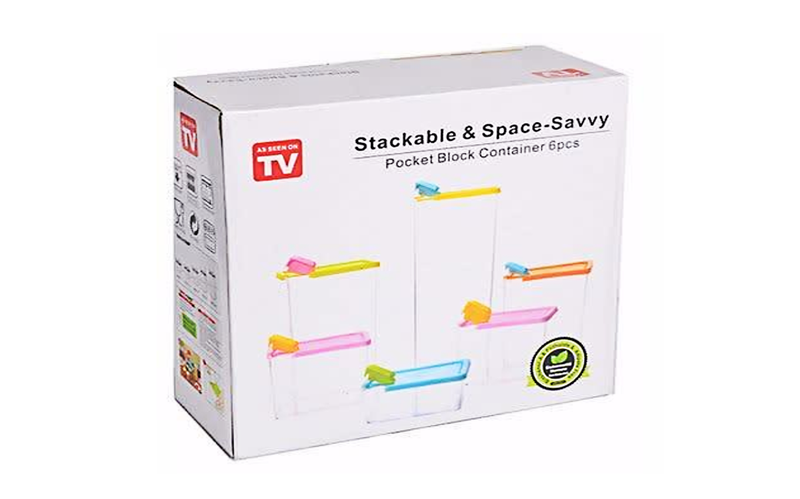 Stackable &amp; Space - Savvy Pocket Block Container - 6 Pieces