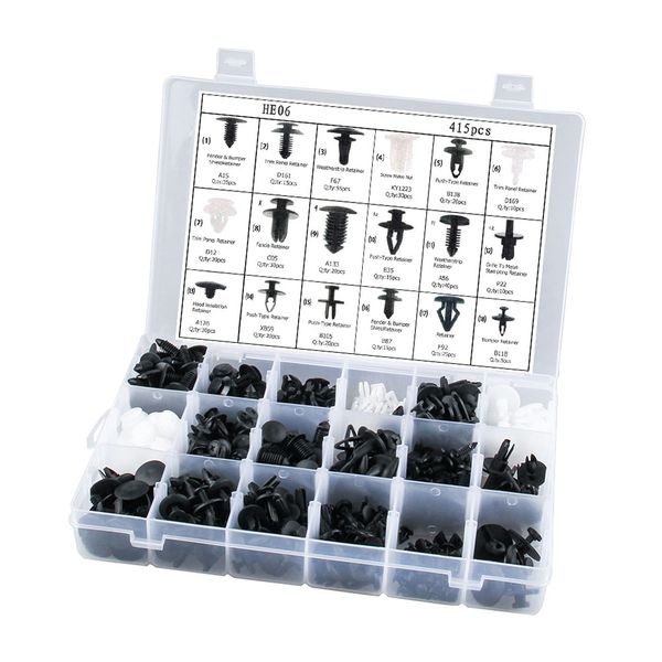 415 Piece Car Panel Trim Plastic Fasteners and Rivet Clips Set