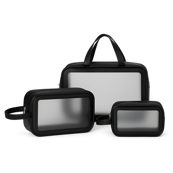 Travel Large Capacity Toiletry Bag 3-Piece Set Clear Makeup Organizer Bags