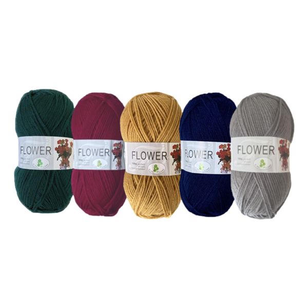 Double Knitting Polyester Yarn 100g (Pack of 5) Mixed Colours